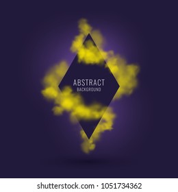 The geometric shape is enveloped in yellow smoke. Vector poster for placing text.