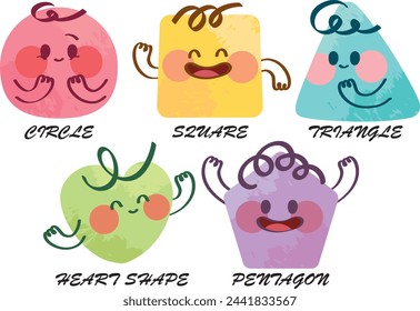 geometric, shape, facial, expression, abstract, shapes, face, emotion, emoticon, expressions, emotions, emoticons, hand, draw, cartoon, doodle, circle, triangle, square, pentagon, heart, character, co