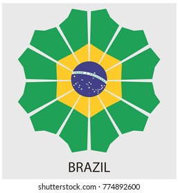 Geometric shape with the flag of Brazil