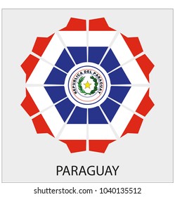 Geometric shape with the flag and shield of Paraguay