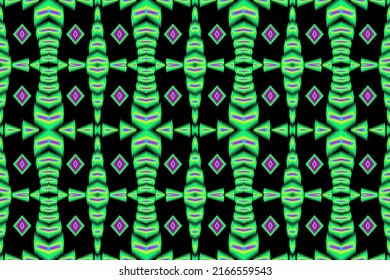 Geometric shape form a pattern,Ikat style,black background