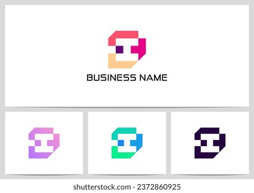 Geometric Shape Formed Negative Space Letter Aphabet Logo Design Logotype I