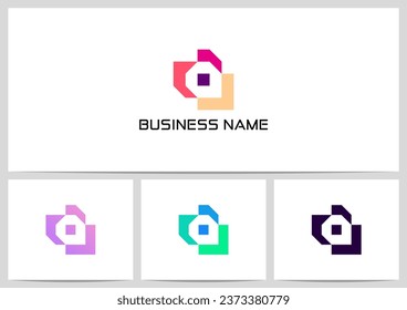 Geometric Shape Formed Negative Space Letter Aphabet Logo Design Logotype Q