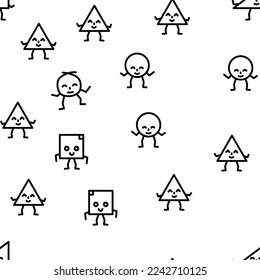 geometric shape funny vector seamless pattern thin line illustration