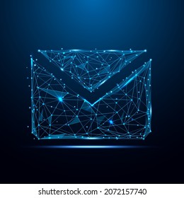 Geometric shape futuristic polygonal vector of Message Icon in the form of a starry sky space. Consisting of points, light, lines, and low poly shapes in the form of design.