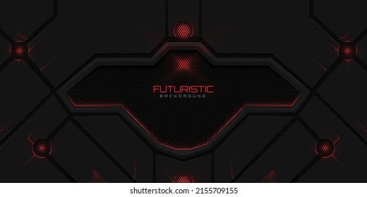 Geometric shape futuristic technology red black abstract background