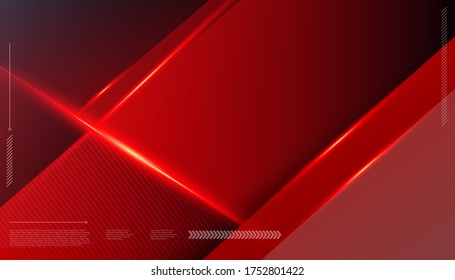 geometric shape futuristic technology shiny red motion line abstract background. vector illustration for banner, wallpaper, poster.