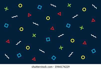 Geometric Shape Games Pattern. Vector Game Concept Seamless Background. Abstract Background Seamless Pattern Poster Backdrop.