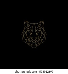 Geometric shape golden colour TIGER icon