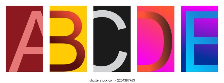 conjunto de plantillas de alfabeto de color de gradiente de forma geométrica, ilustración vectorial
