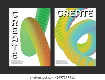 geometric shape gradient pattern background abstract circle flat design poster green blue light red yellow