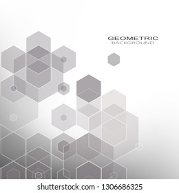 
Geometric shape of gray hexagons on abstract background.