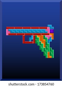 geometric shape gun on the blue background