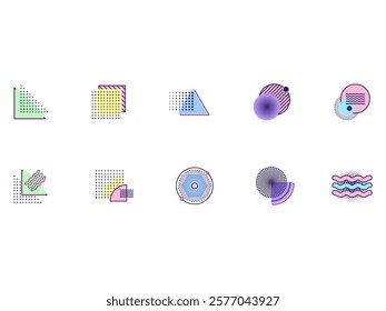 Geometric Shape Halftone Element Set