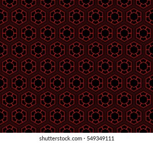 Geometric shape hexagon. abstract vector illustration. Seamless decorative pattern. black, red color