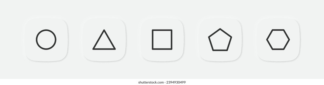 Geometric shape icon. Abstract figure sign. Circle, square, triangle, hexagon, pentagon, octagon, and polygon geometry symbols. Vector isolated sign.