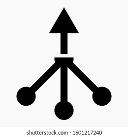 Geometric shape icon - arrow with balls. Illustration of the connection. Vector icon.