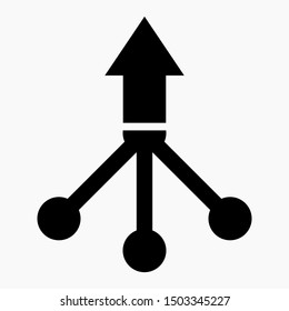 Geometric shape icon - arrow with balls. Illustration of network connection. Vector icon.