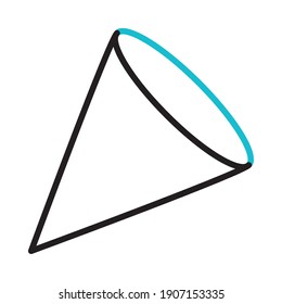 Geometrische Form, Symbol eines Kegels auf weißem Hintergrund, buntes Design, Vektorgrafik