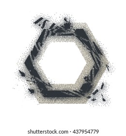 Geometric shape illustration. Vector art. Grunge graphic style. Dotwork and blackwork tattoo technique.