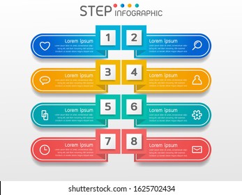 Geometric shape infographic elements with steps,options,processes or workflow.Business data visualization. Creative step infographic template for presentation,vector illustration.