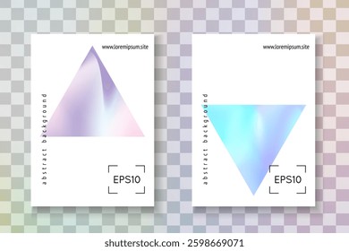 Geometric Shape. Iridescent Presentation. Color Texture. Fashion Design. Pastel Screen. Isolated White Illustration. Purple 1980 Label. Pink Geometric Shape