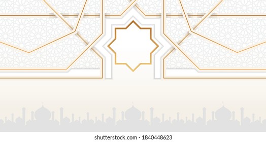 Geometric shape with Islamic banner design. Vector illustration.