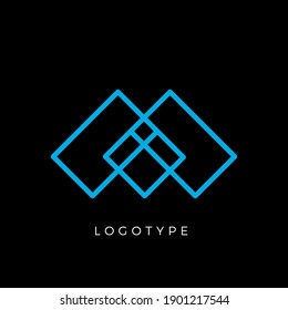 Geometrischer Formbrief M, Line Monogram, dekoratives Logo-Konzept, lineares Monogramm für Architekturbüros, minimales Vektorlogo.