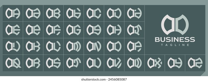 Geometric shape letter O OO logo, number 0 00 vector set