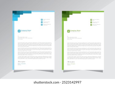 Geometric shape letterhead template design. creative Letterhead template design with blue and green color. A4 letterhead template design. modern letterhead design template. Vector eps 10