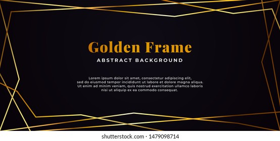 geometric shape line abstract golden fame on dark black paper background vector illustration. banner template design.