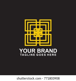 Geometric shape line art logo design abstract template