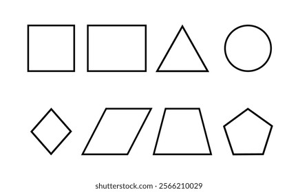 Geometric shape line. basic shapes set isolated on white background. Vector illustration for math lesson.