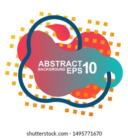 Geometric shape with line in style memphis. Colored gradient forms. Abstract banners with flowing liquid shapes. Template for web or print design. Graphic trendy elements. Poster flyer dynamic fluid.