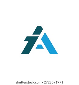 Logotipo de forma geométrica que combina las letras I y A en ángulos elegantes y nítidos Ilustración de emblema de tecnología digital moderna