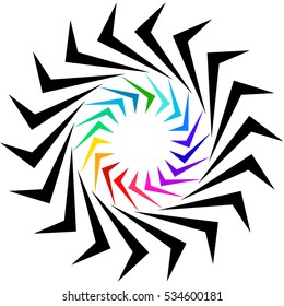 Geometric shape as logo or generic design element. Circular edgy spiral shape