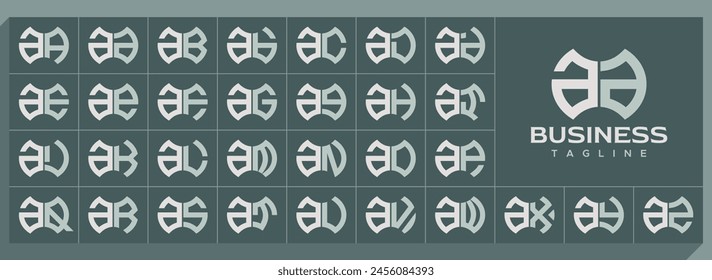 Letra minúscula geométrica de la forma Un conjunto del Vector del logotipo de AA