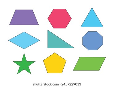 Geometric shape for mathematic, colorful icon, vector illustration.