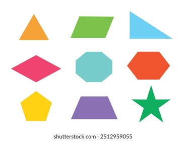 Forma geométrica para la matemática, icono colorido, Ilustración vectorial.