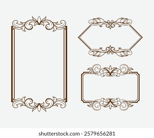 geometric shape with old engraving vintage frame border