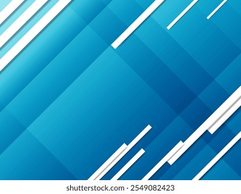 Geometric Shape On Blue Background With Copy Space. Technology Banner. Vector Illustration. Abstract Business Wallpaper. Minimal