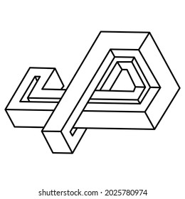 Geometric shape optical illusion. Illusion geometrical symbol, impossible creative art. Optical art figures. Geometry vector illustration.
