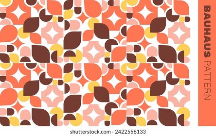 geometric shape orange colors pattern background design. vector illustration. Bauhaus style. 