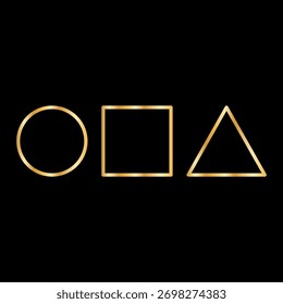 Geometric shape outlines. Circle square triangle. Golden line Vector set. Basic element design. EPS 10.