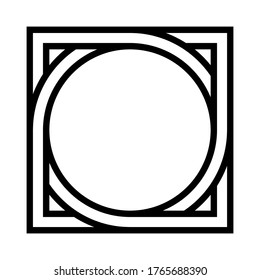 geometric shape pattern circle inscribed in a square, vector pattern tattoo symbol sign round square