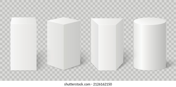 Geometric shape. Pedestal for winners. Realistic 3d figures