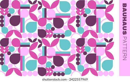 geometric shape pink colors pattern background design. vector illustration. Bauhaus style. 