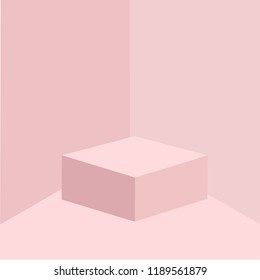 Geometric shape pink cream scene minimal 3d rendering