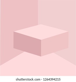 Geometric shape pink cream scene minimal 3d rendering
