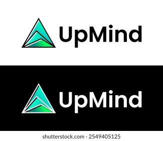 Forma geométrica movimiento positivo exitoso diseño de logotipo de negocios.